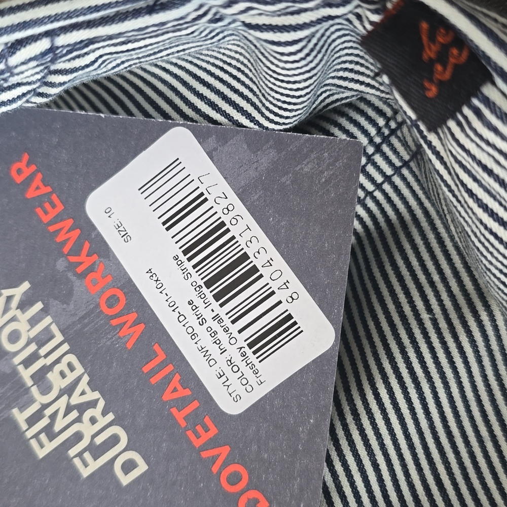 Dovetail Workwear Freshley Overalls Indigo Stripe Size 10 / 34 Utility Coveralls